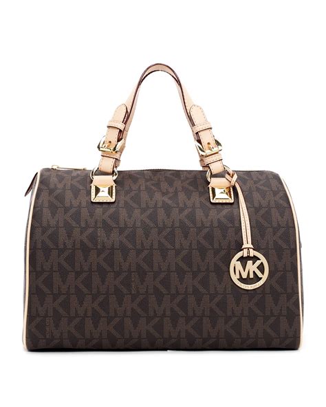 michael kors grayson logo large brown satchels